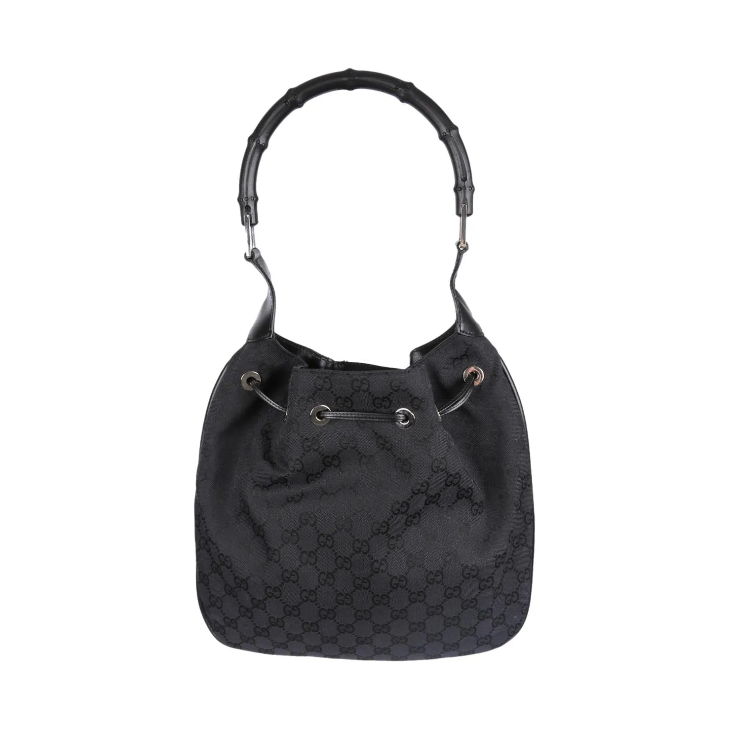 Gucci Black Bamboo Top Handle Bag