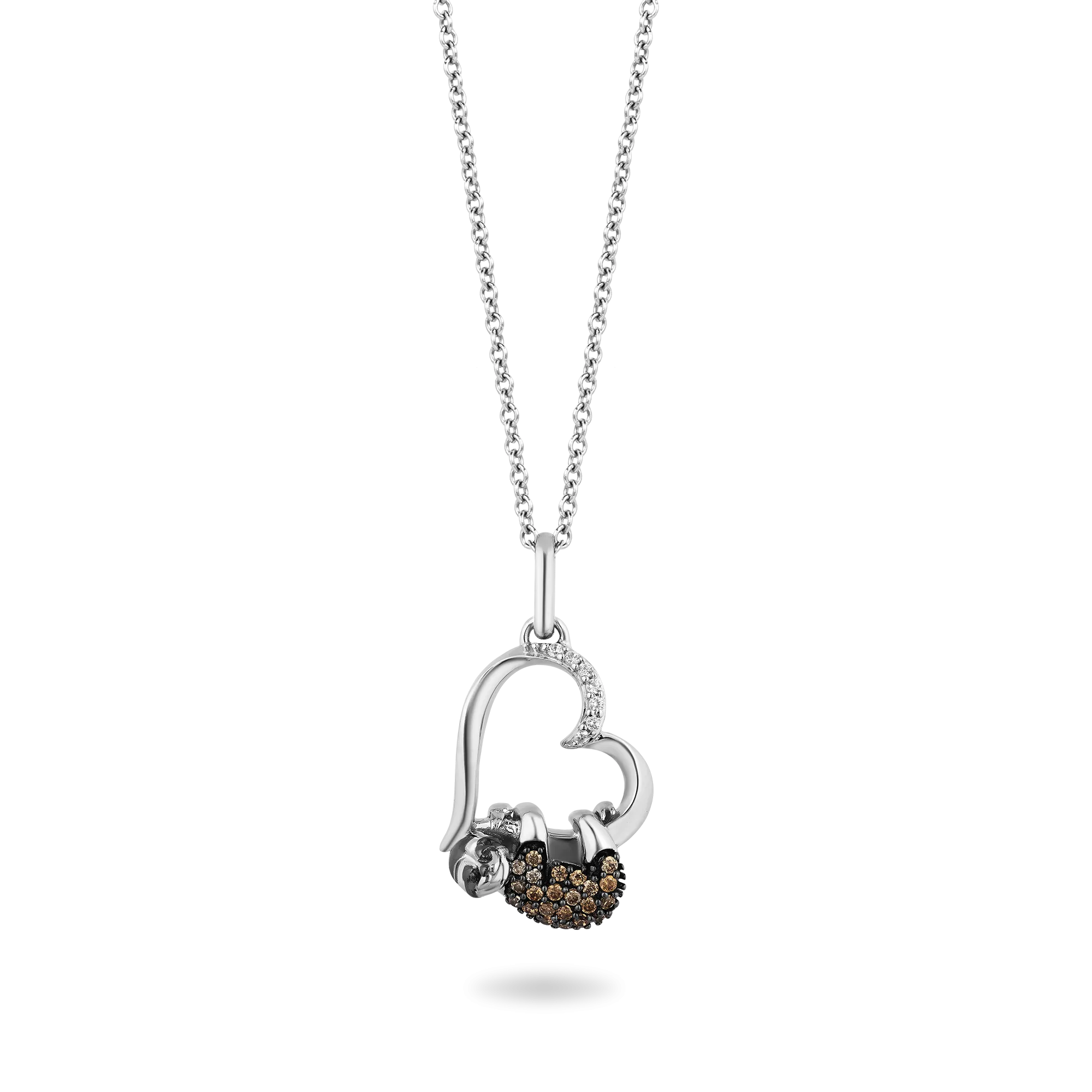 Hallmark Fine Jewelry Sloth Love Pendant in Sterling Silver with Champagne & White Diamonds