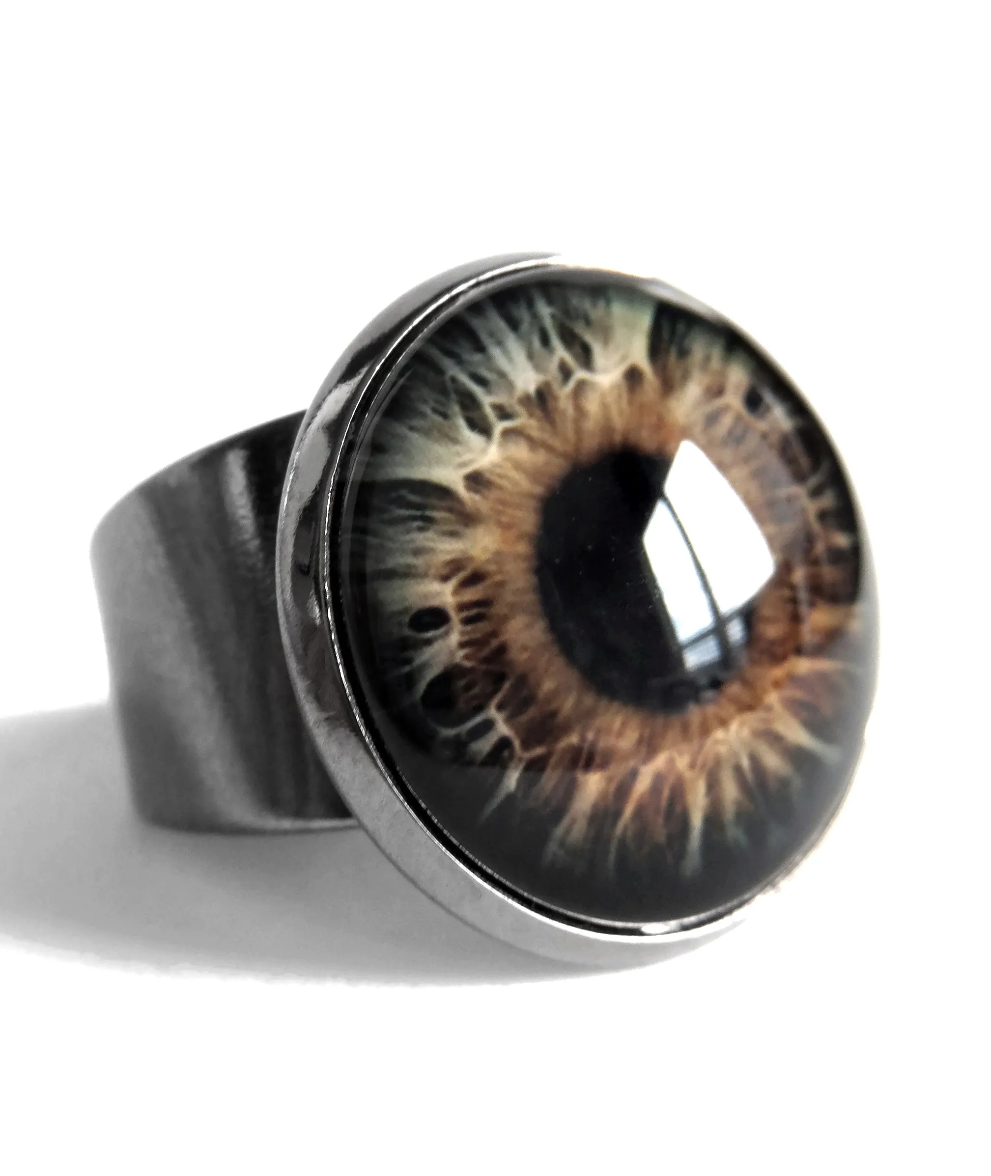 Halloween Eyeball Ring with Realistic Brown Eye - Two Sizes