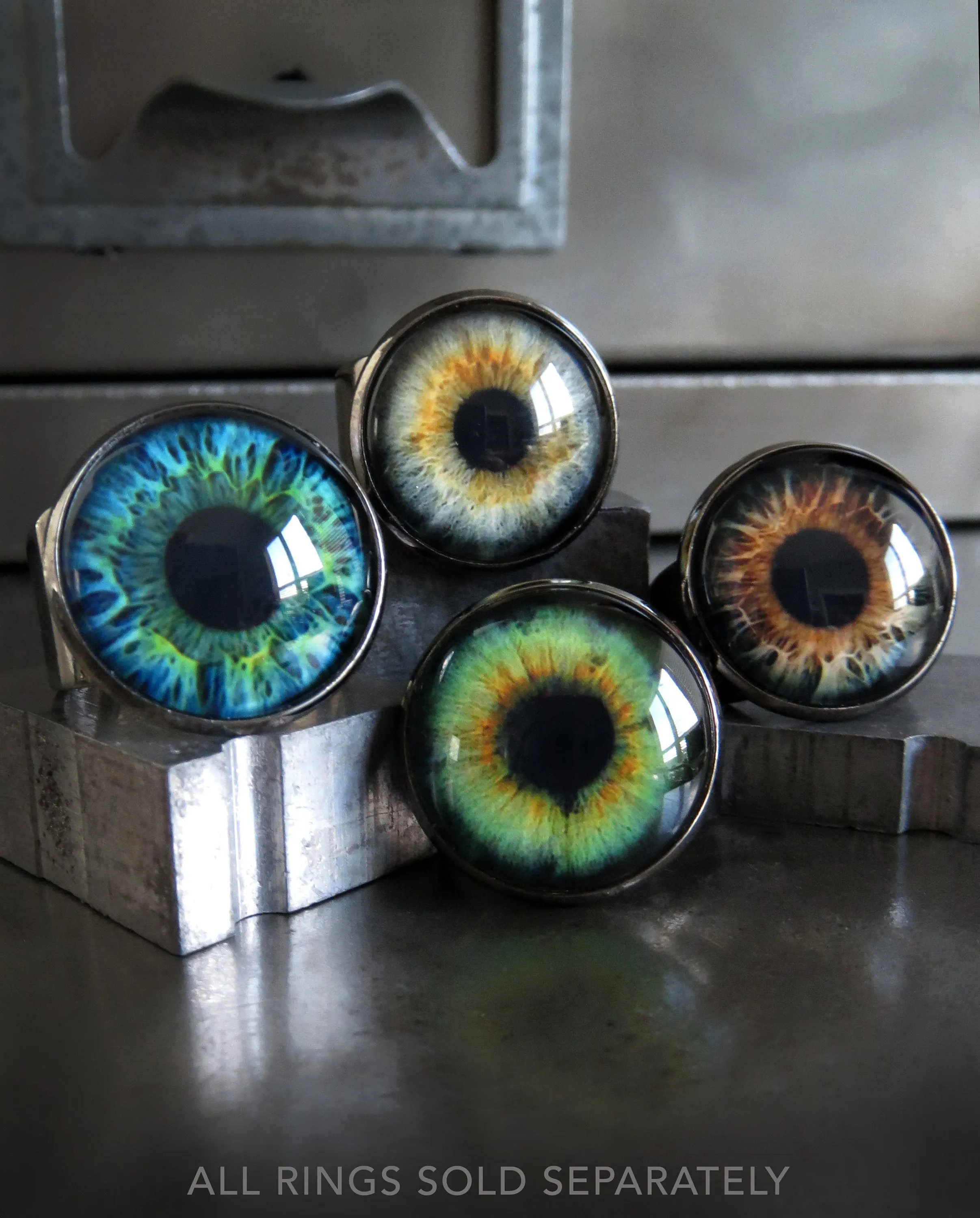 Halloween Eyeball Ring with Realistic Brown Eye - Two Sizes