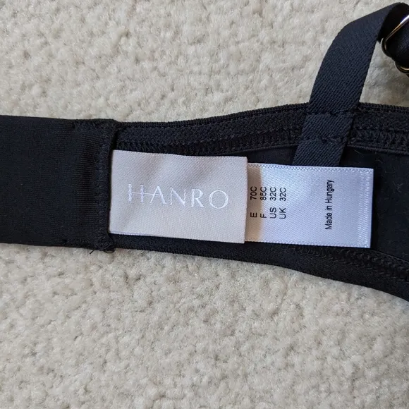 Hanro Cotton Sensation Wireless Black Bra Size 32c