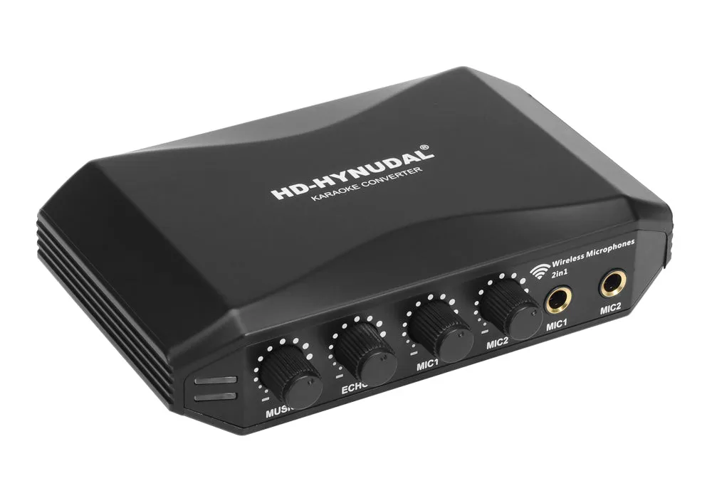 HD-Hynudal Karaoke Machine - Echo Mixer, Two Wireless Mics, YAMAHA Chipset, Supports Phone   PC