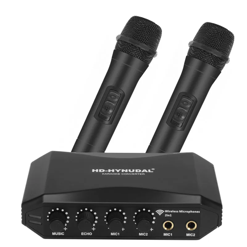 HD-Hynudal Karaoke Machine - Echo Mixer, Two Wireless Mics, YAMAHA Chipset, Supports Phone   PC