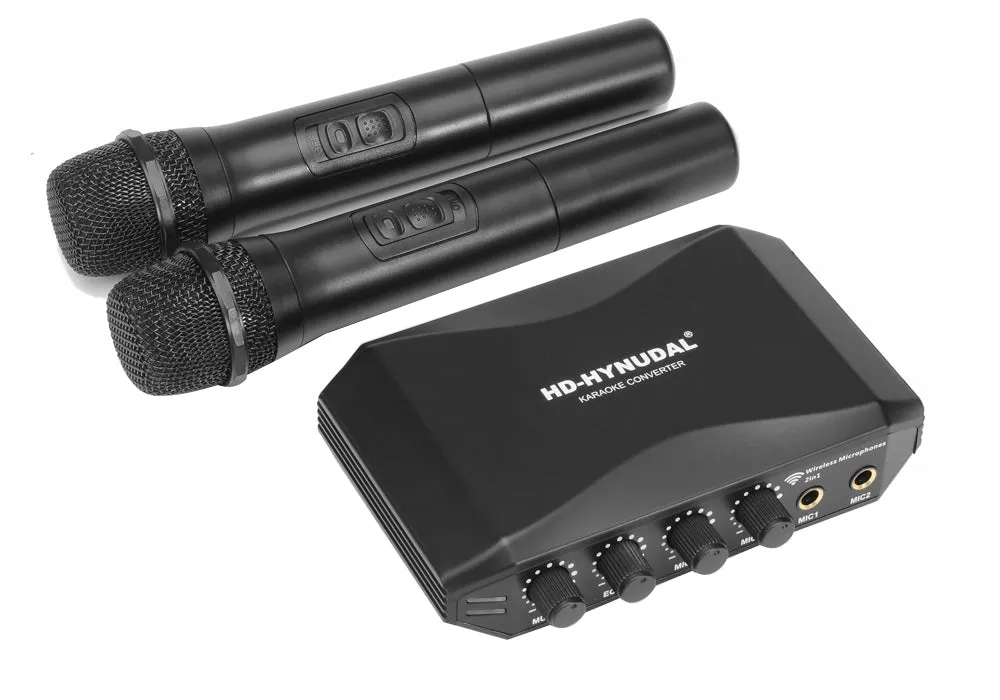 HD-Hynudal Karaoke Machine - Echo Mixer, Two Wireless Mics, YAMAHA Chipset, Supports Phone   PC