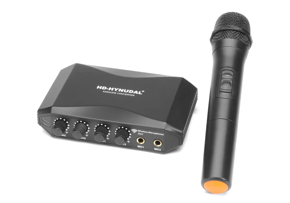 HD-Hynudal Karaoke Machine - Echo Mixer, Two Wireless Mics, YAMAHA Chipset, Supports Phone   PC