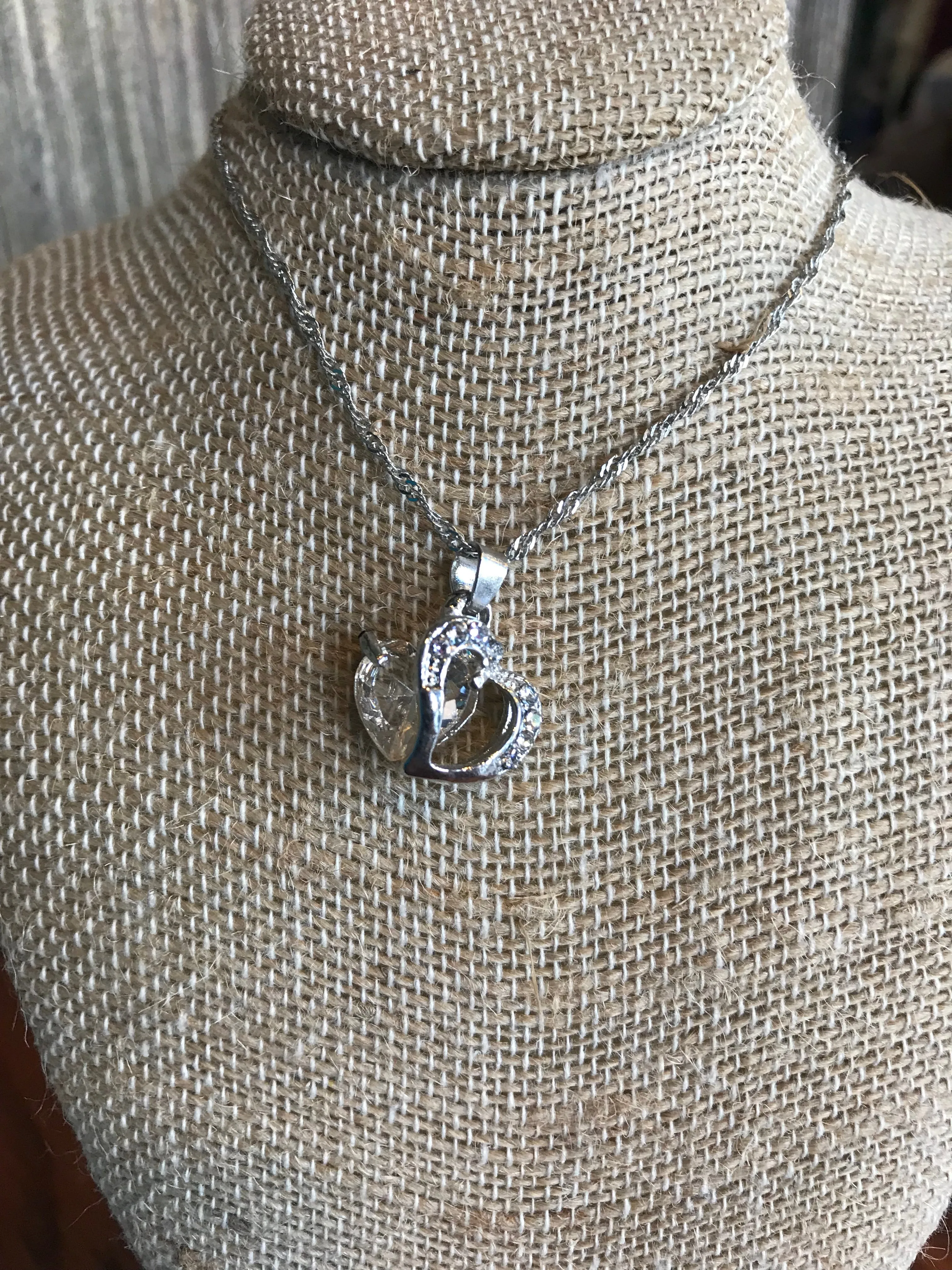 Heart Interlocking Cubic Zirconia Necklace