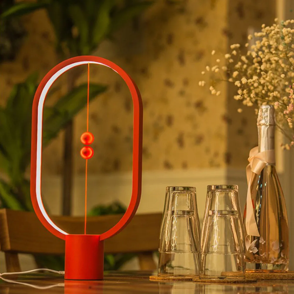 Heng Balance Lamp Magnetic LED Night Light Home Decor Bedroom Office Night Lamp Kids Gift  red