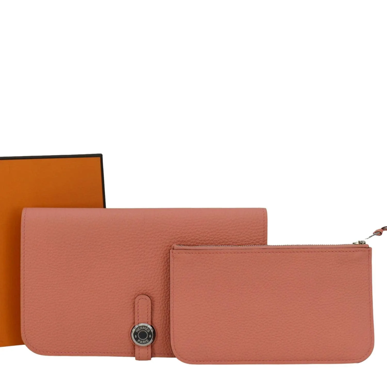 HERMES Dogon Duo Togo Leather Wallet Pink