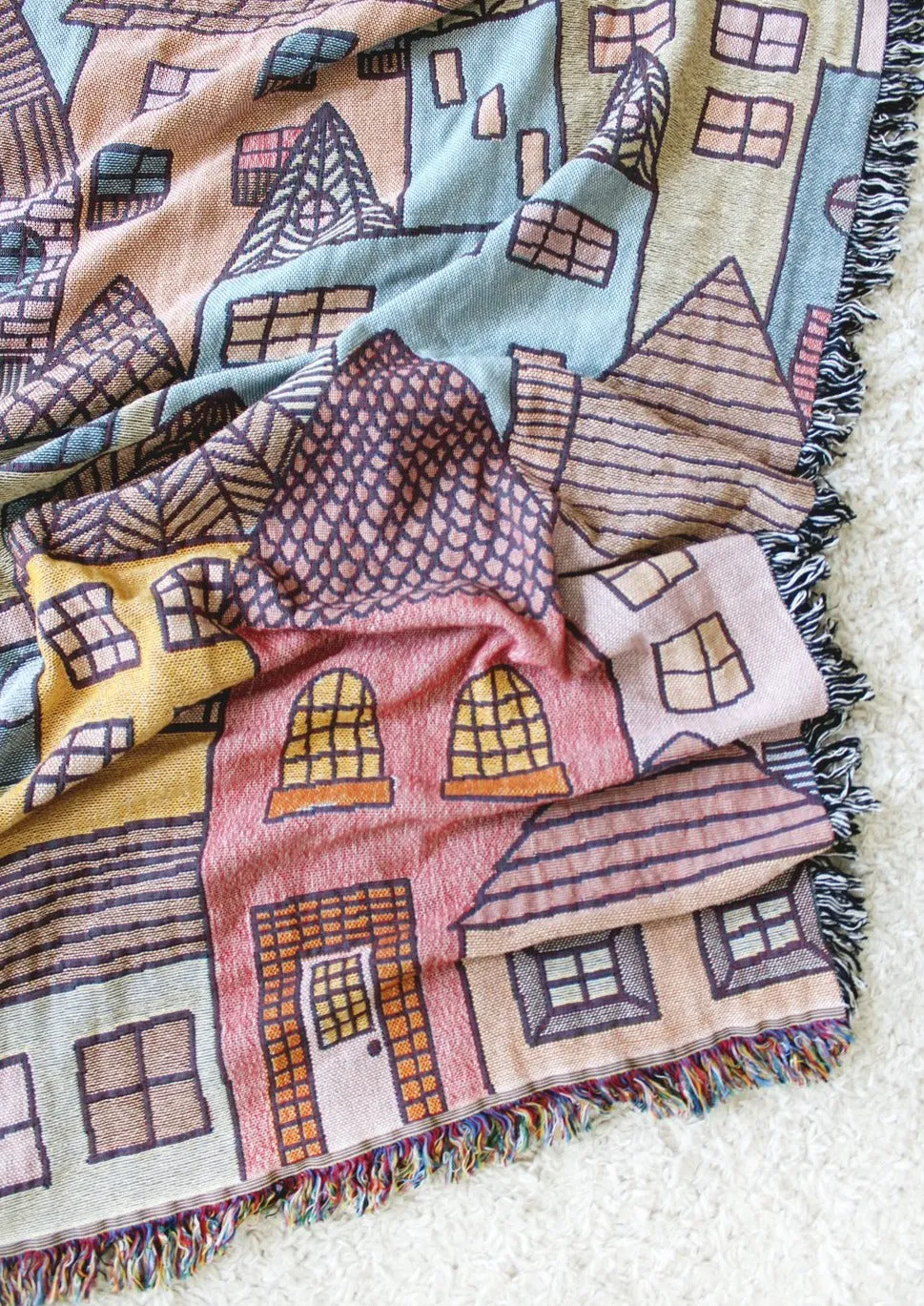Hillside Village Tapestry Blanket