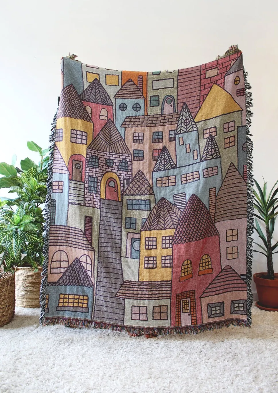 Hillside Village Tapestry Blanket