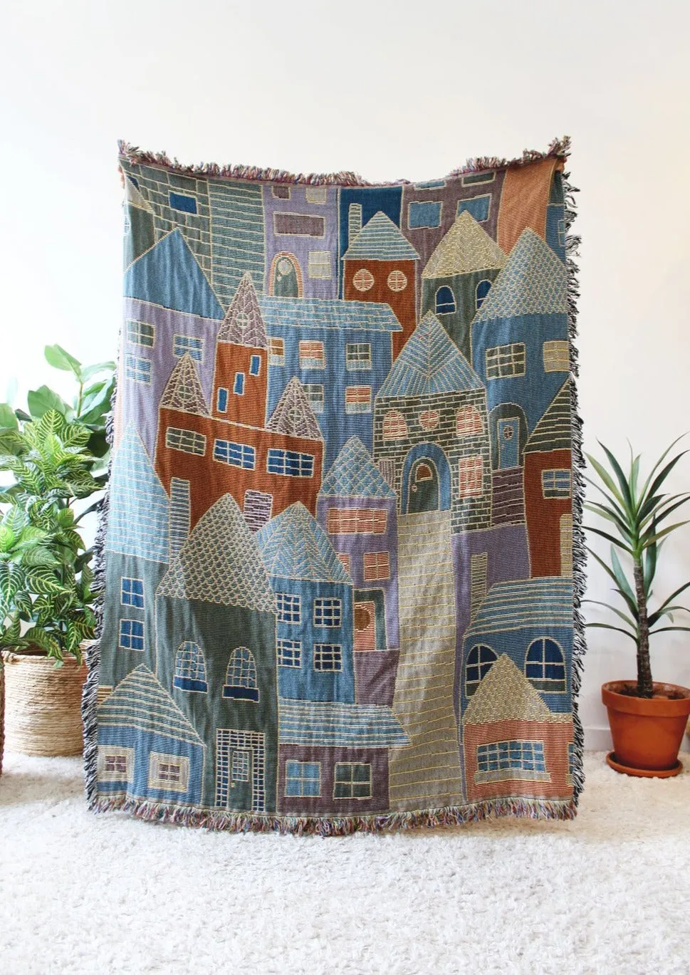 Hillside Village Tapestry Blanket