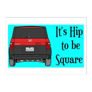 Hip to be Square Bumper Sticker Rallye Red
