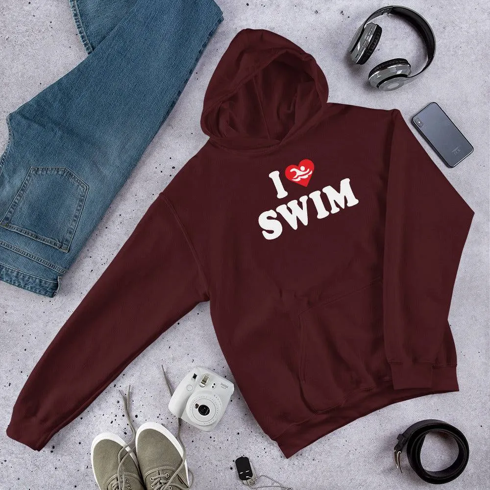 I Love Swim Unisex Pullover Hoodie