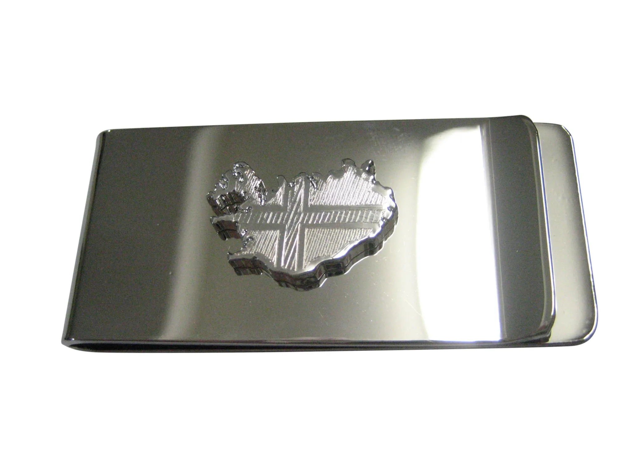 Iceland Map Shape and Flag Design Money Clip