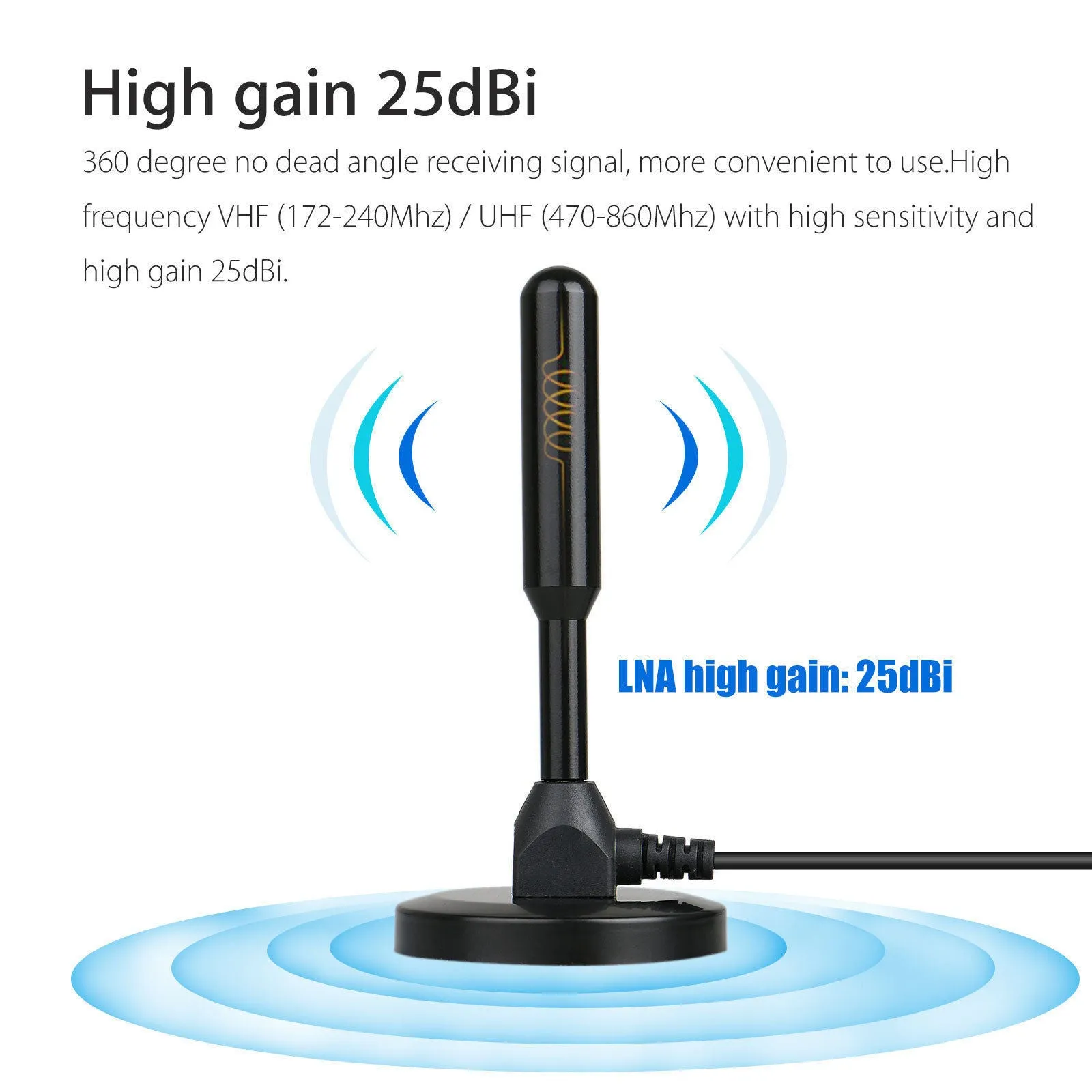 Indoor Digital HDTV TV Antenna Aerial Amplified 200 Mile Range VHF UHF Freeview