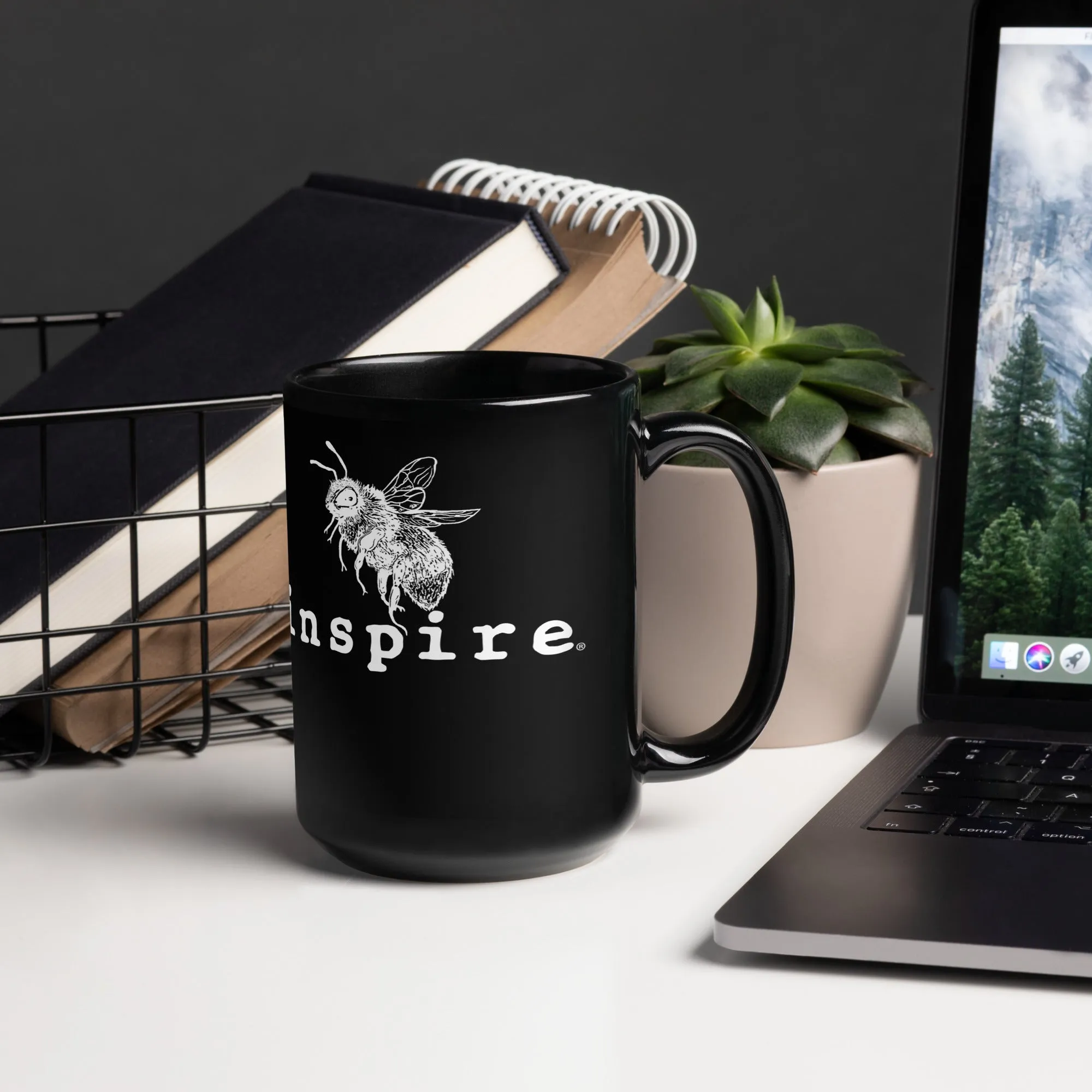inspire Bee Black Glossy Mug