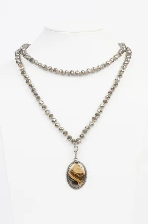 Jasper, Crystal and White Topaz Necklace