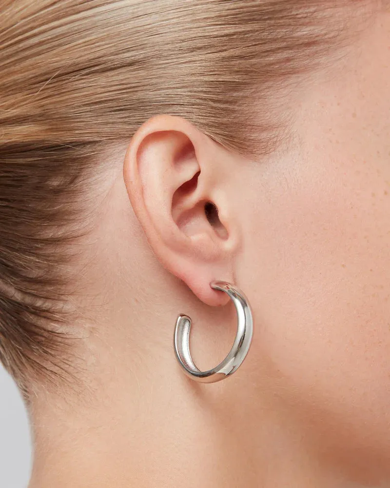 Jenny Bird - Staple Hoops Large (Rhodium)
