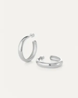 Jenny Bird - Staple Hoops Large (Rhodium)