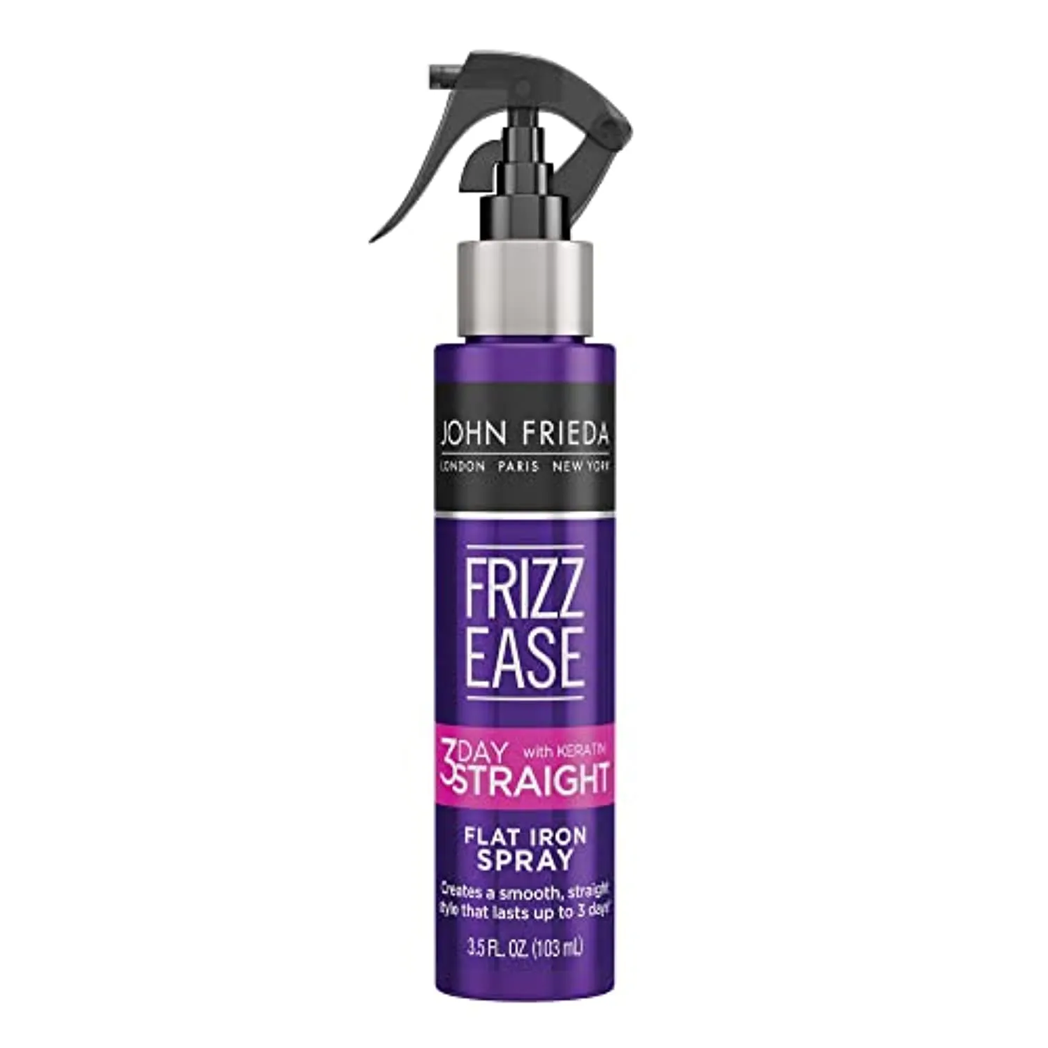 John Frieda Frizz Ease 3-day Flat Iron Spray, Keratin Infused Straightening Spray, Anti Frizz Heat Protectant for Curly Hair, 3.5 Ounce