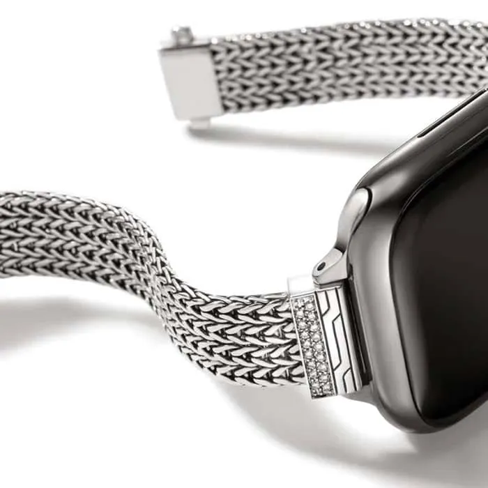 John Hardy 12MM Classic Chain Smart Watch Strap with Diamonds in Sterling Silver