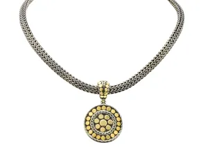 John Hardy 18 Karat Gold Sterling Silver Dot Enhancer Pendant Necklace