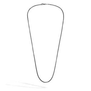 John Hardy 24" Silver Box Chain Necklace with Satin Matte Black Rhodium