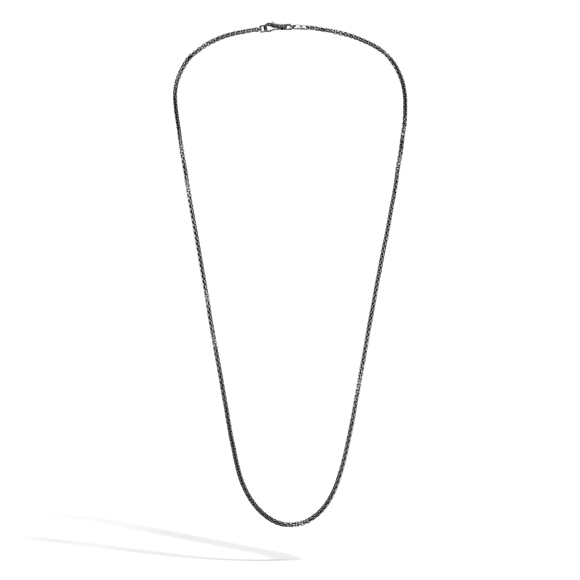 John Hardy 24" Silver Box Chain Necklace with Satin Matte Black Rhodium