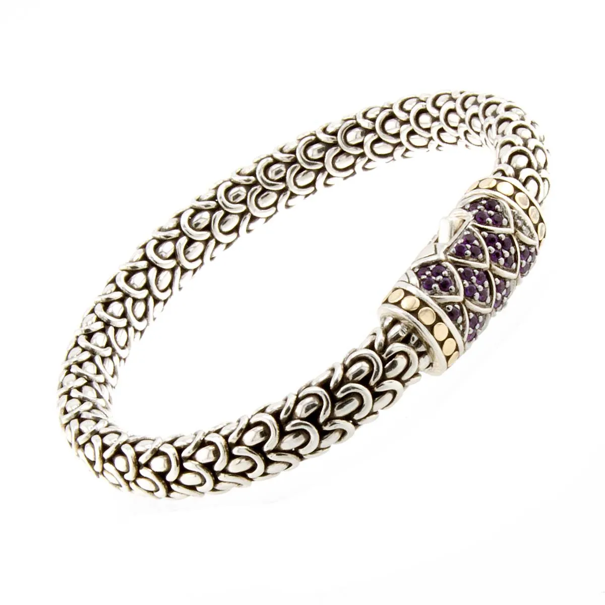 John Hardy Amethyst Legends Naga Station Bracelet 8mm