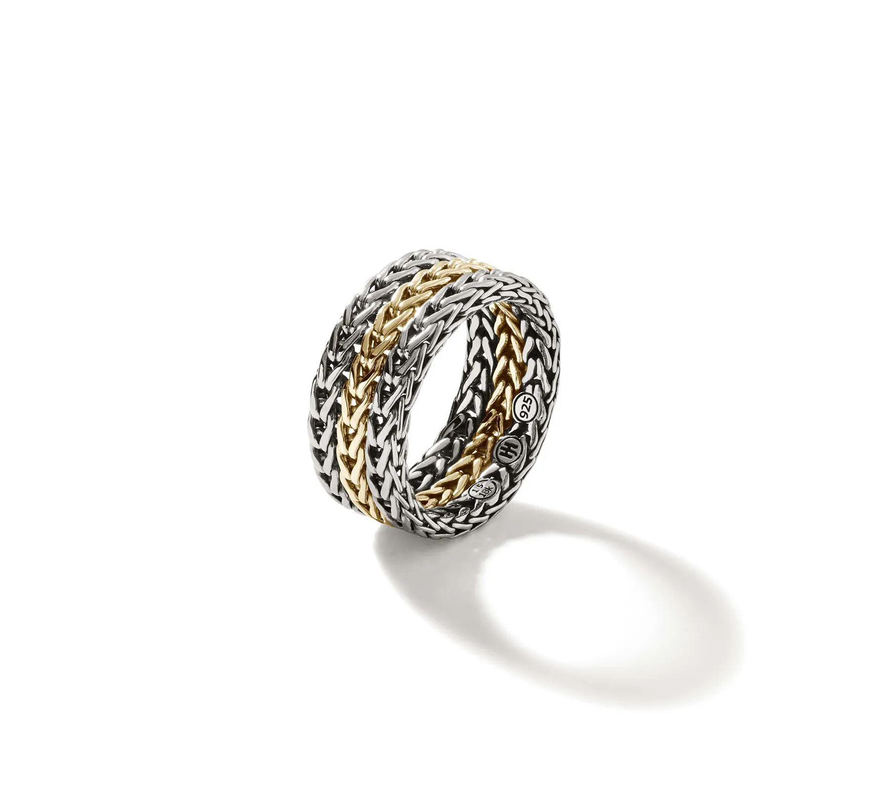 John Hardy Classic Chain 18K Yellow Gold & Sterling Silver Band, 9mm