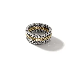John Hardy Classic Chain 18K Yellow Gold & Sterling Silver Band, 9mm