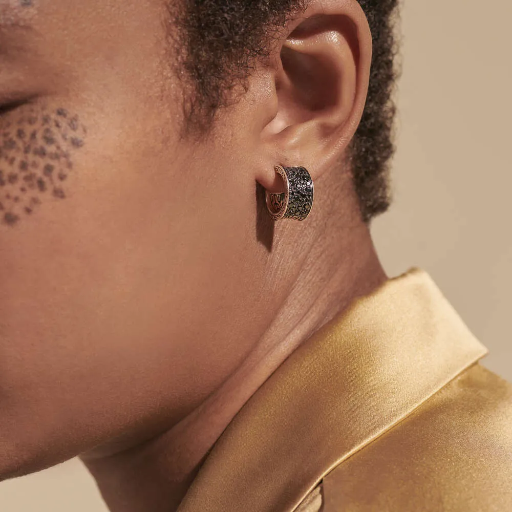 John Hardy Classic Chain Pave J Hoop Earring