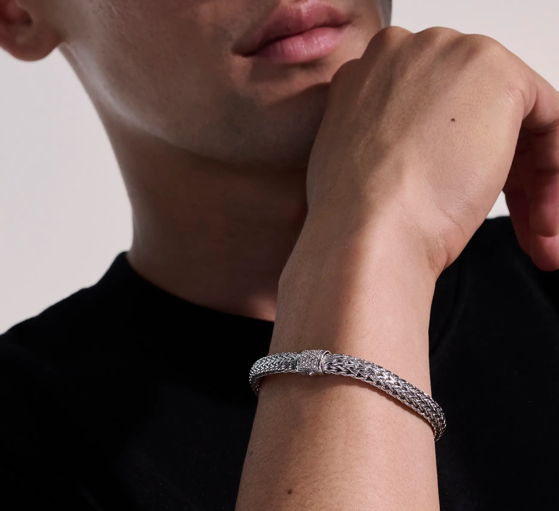 John Hardy Classic Chain Small Bracelet with Diamond Clasp