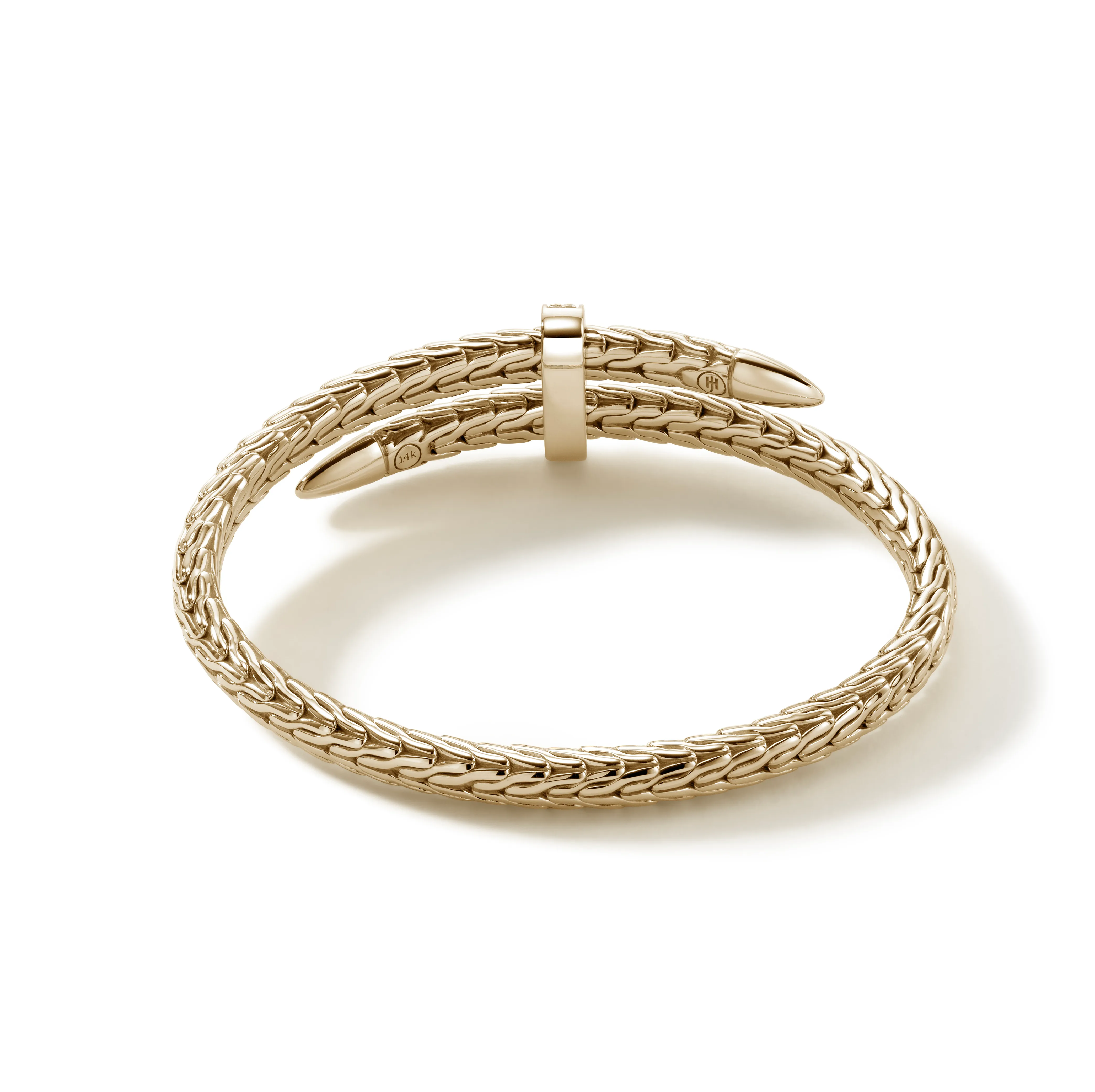 John Hardy Classic Chain Spear Gold Diamond Pave Bypass Flex Cuff