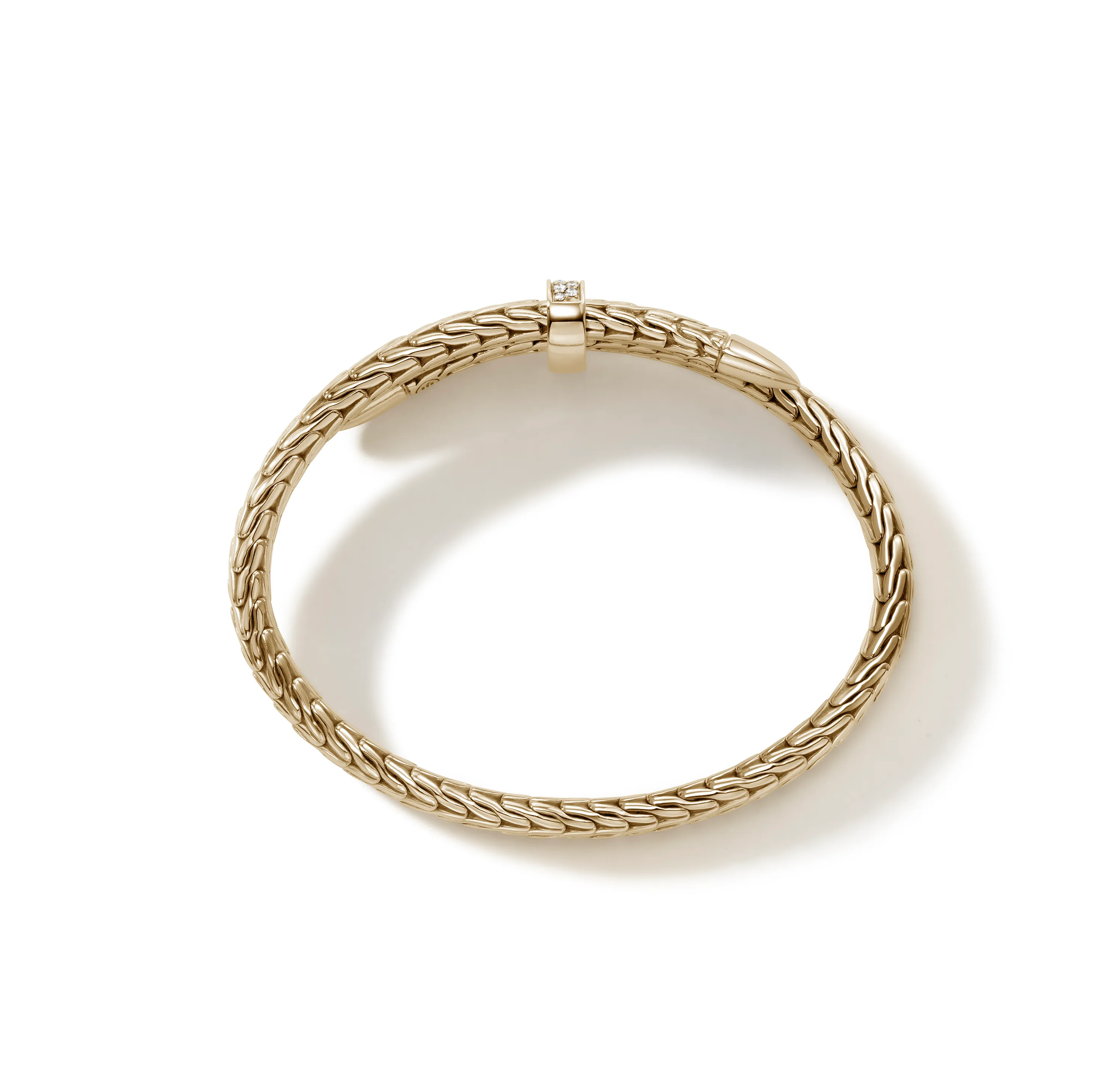 John Hardy Classic Chain Spear Gold Diamond Pave Bypass Flex Cuff