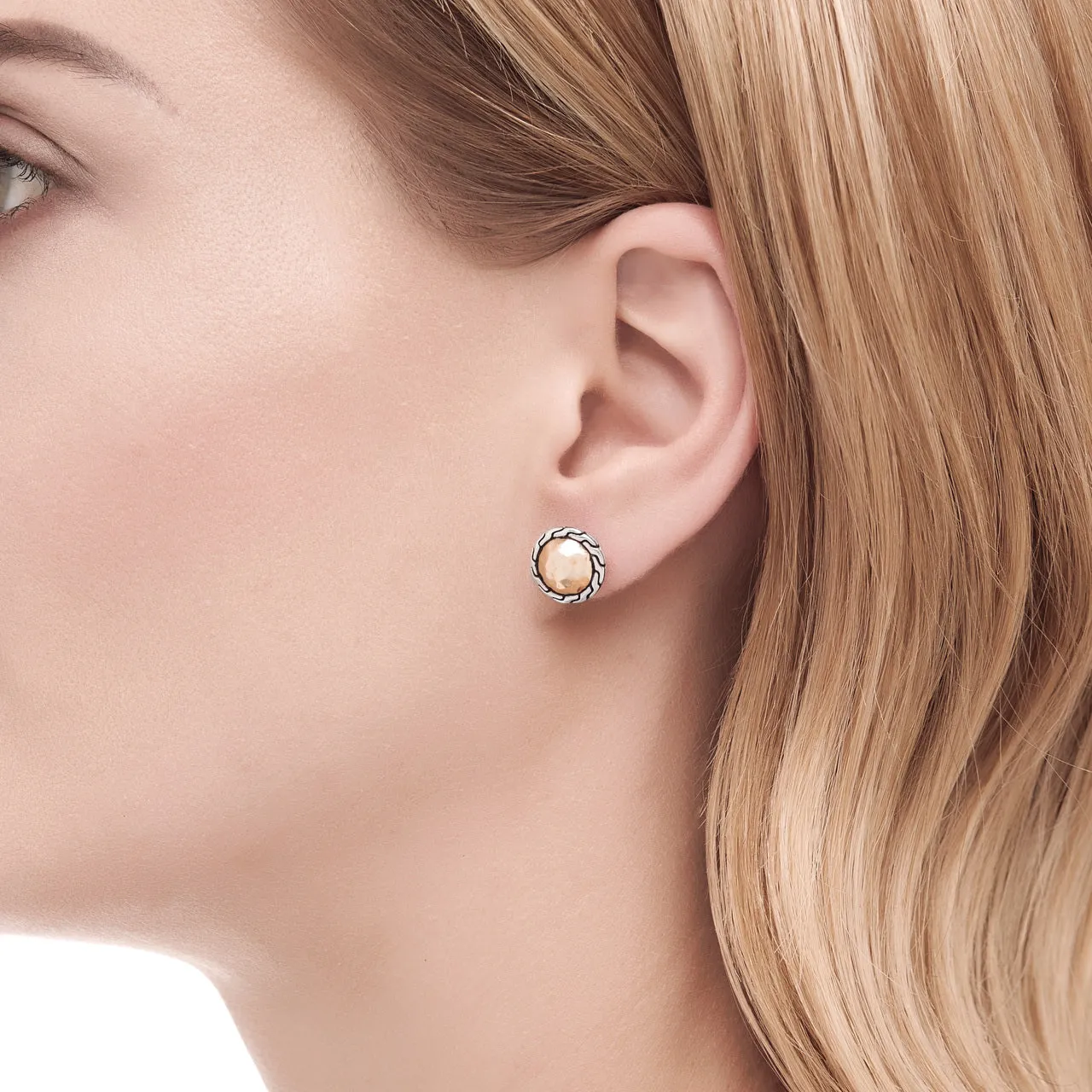 John Hardy Classic Chain Two-Tone Round Stud Earrings
