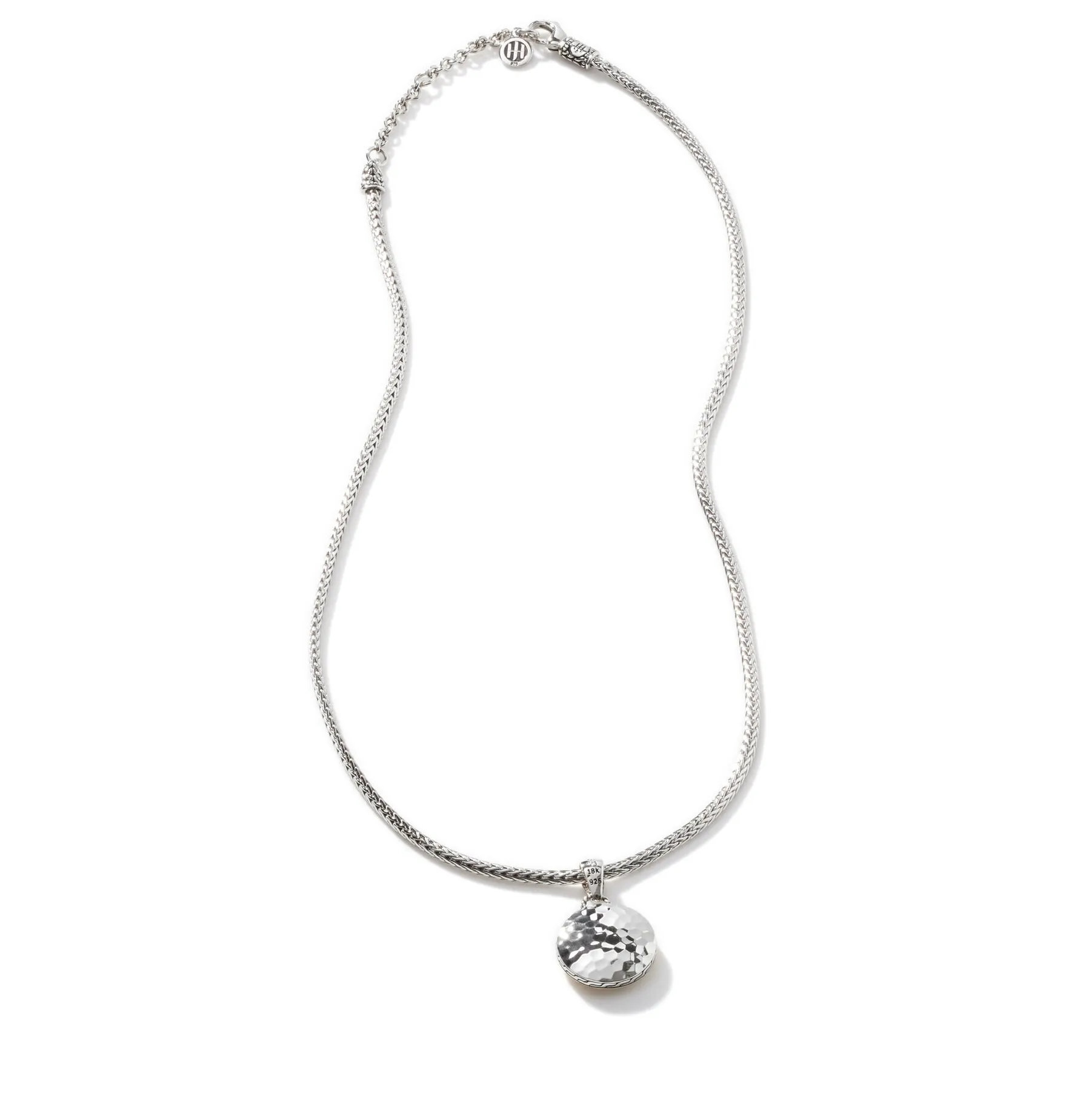 John Hardy Dot 18K Yellow Gold and Silver Small Round Pendant with Palu Hand Hammering