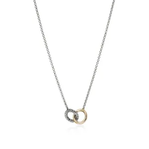 John Hardy Essential collection sterling silver and 14k yellow gold double ring necklace