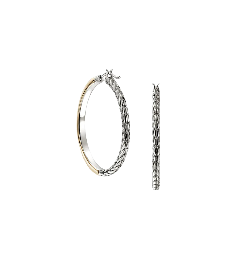 John Hardy Essentials Mixed Metals Hoop Earrings, 30mm