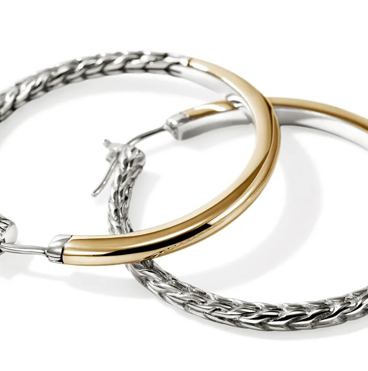 John Hardy Essentials Mixed Metals Hoop Earrings, 30mm
