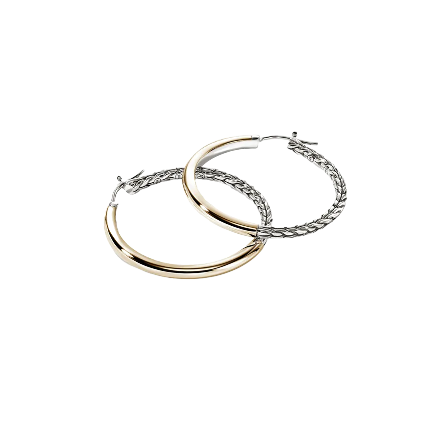 John Hardy Essentials Mixed Metals Hoop Earrings, 30mm
