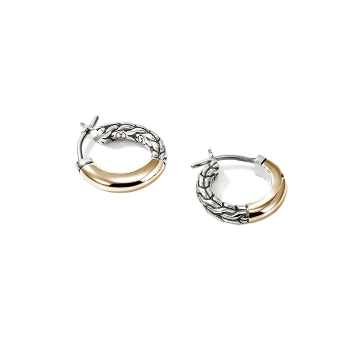 John Hardy Essentials Mixed Metals Huggie Hoop Earrings