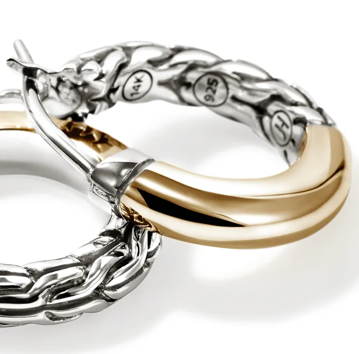 John Hardy Essentials Mixed Metals Huggie Hoop Earrings