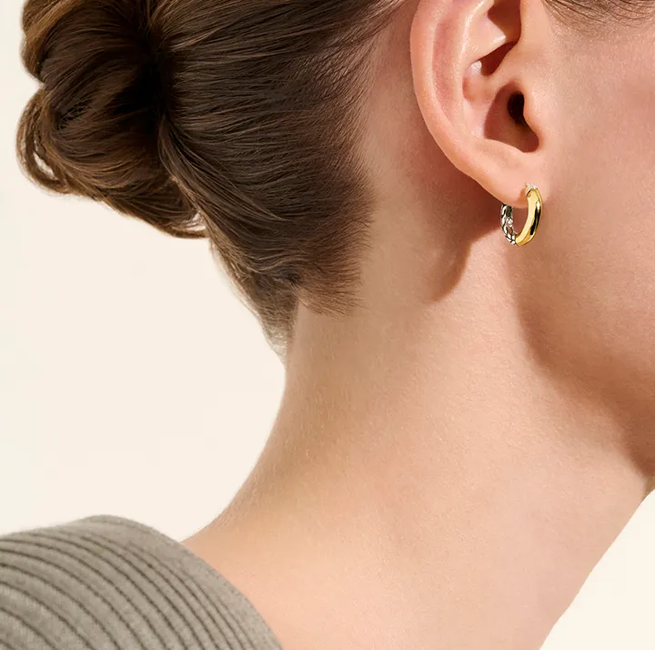 John Hardy Essentials Mixed Metals Huggie Hoop Earrings
