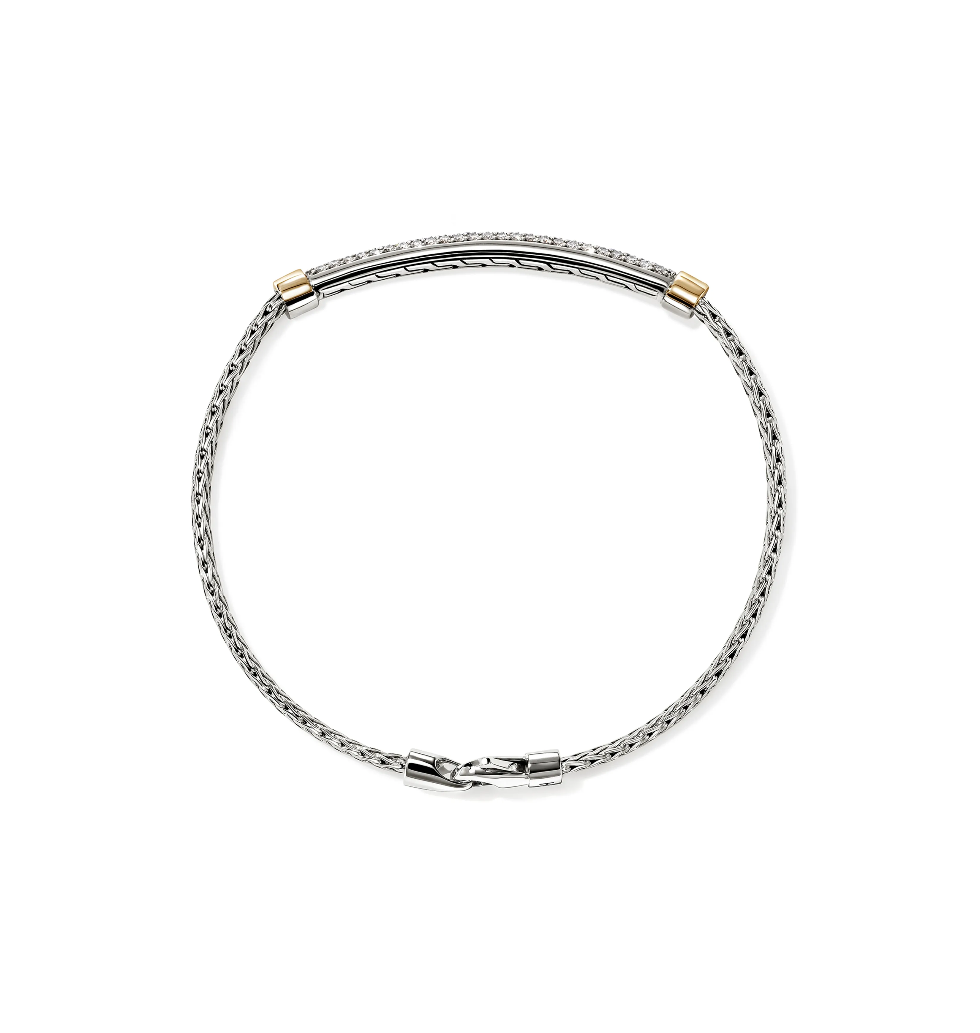 John Hardy Essentials Mixed Metals Pavé Diamond Bar Bracelet