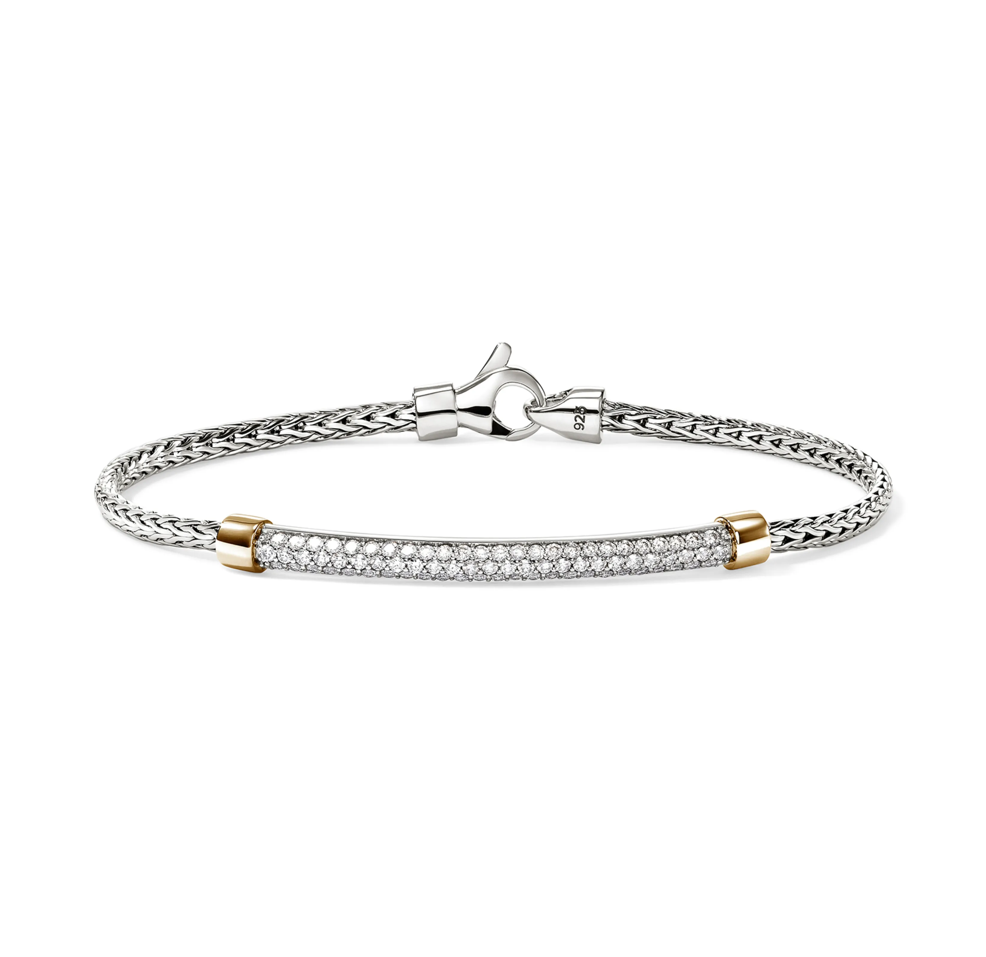 John Hardy Essentials Mixed Metals Pavé Diamond Bar Bracelet