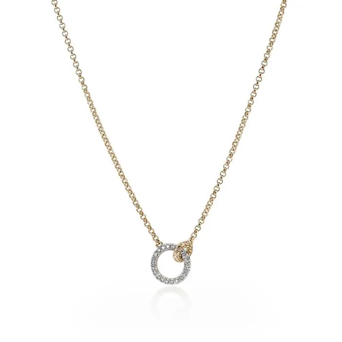 John Hardy Essentials Pavé Circle Necklace in 14K Yellow Gold