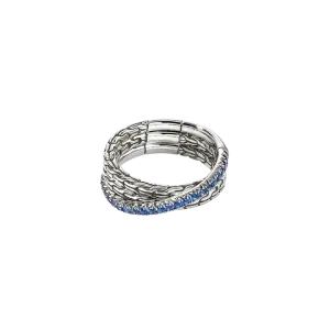 John Hardy Essentials Sterling Silver Blue Sapphire Crossover Ring