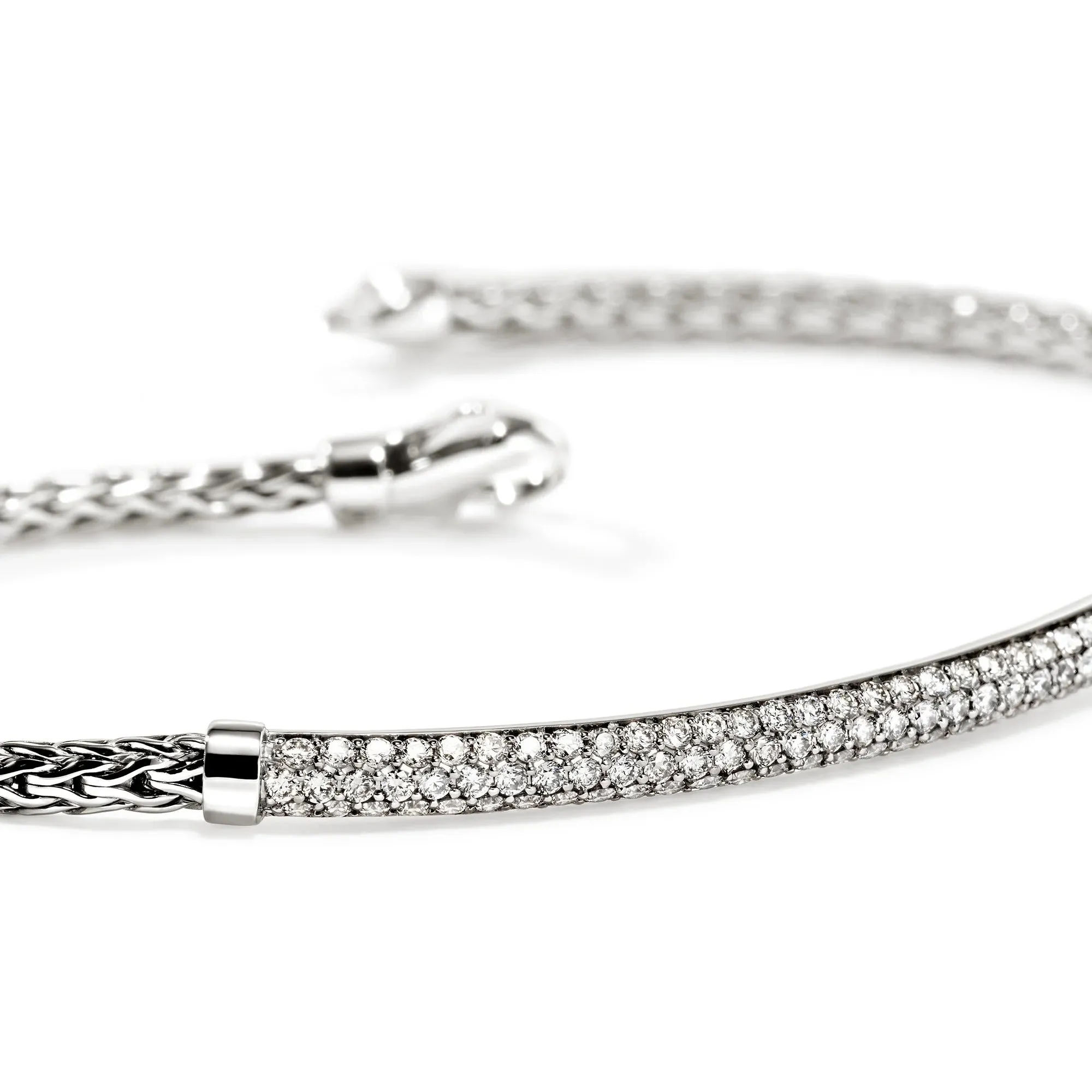 John Hardy Essentials Sterling Silver Pave Diamond Bar Bracelet
