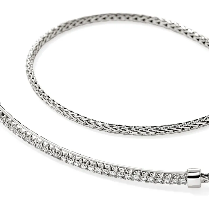 John Hardy Essentials Sterling Silver Pave Diamond Bracelet